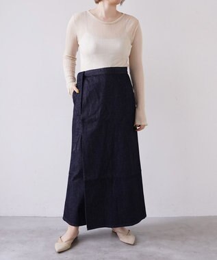 woadblue サイズ追加 ＜坪田あさみさんコラボ＞デニムラップスカート DARK BLUE
