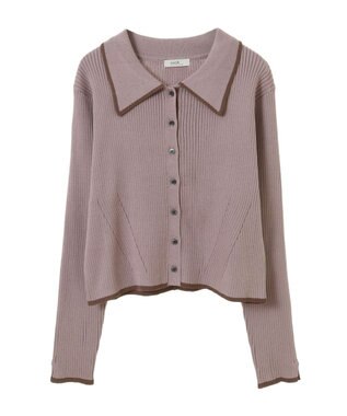 earth music&ecology バイカラートリムニットカーディガン Pink