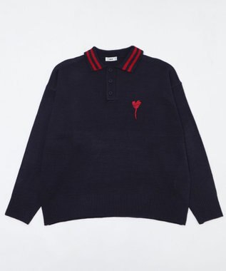 WEGO ラインポロニットプルオーバー ネイビー