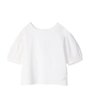 earth music&ecology 刺繍パフスリーブブラウス Off White