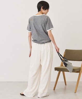 AMERICAN HOLIC ランダムロゴ刺繍リンガーTシャツ Charcoal Gray