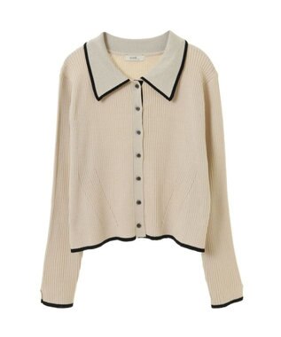 earth music&ecology バイカラートリムニットカーディガン Ivory
