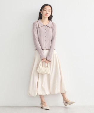 earth music&ecology バイカラートリムニットカーディガン Pink