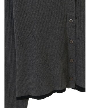 earth music&ecology バイカラートリムニットカーディガン Charcoal Gray