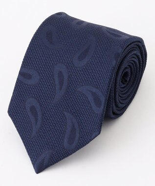 JOSEPH ABBOUD 【イタリア生地・日本製】ジャカードペイズリー ネクタイ ネイビー系