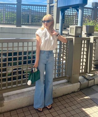 Green Parks タックデザインショート丈シャツ Off White