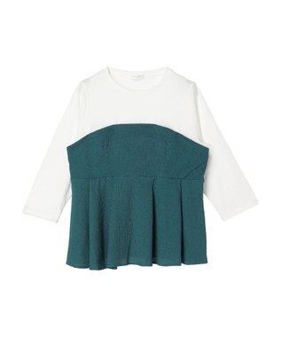 Green Parks ７分袖ビスチェドッキング風カットプルオーバー Green