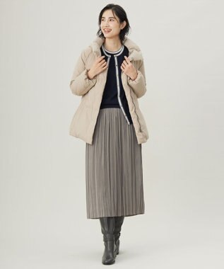 J.PRESS LADIES L 【洗える】ブラッシュドマルチポリ ショート ダウンコート ベージュ系