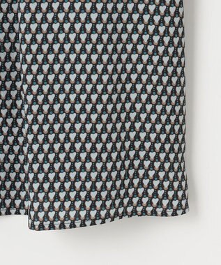 自由区 【洗える】ジオメトリックハートプリント ブラウス アクア系