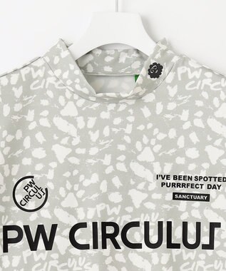 PW CIRCULUS 【MEN】【ストレッチ】アニマルプリント ロゴ モックネック シャツ ホワイト系5