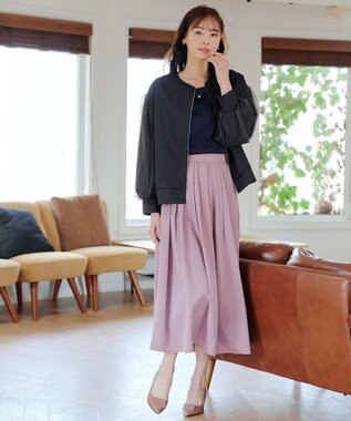 Tiaclasse 【洗える】チュールレースソフトダンボールジャケット チャコールグレー