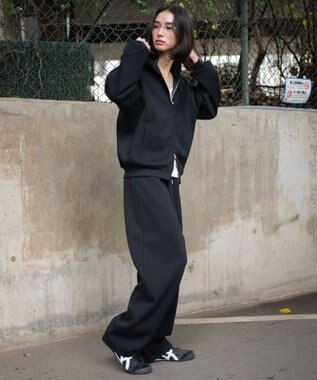 WEGO 【ユニセックス着用ITEM/MLサイズ展開/ウエストゴム】ボンディングスウェットパンツ ブラック