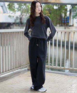 WEGO 【ユニセックス着用ITEM/MLサイズ展開/ウエストゴム】ボンディングスウェットパンツ ブラック