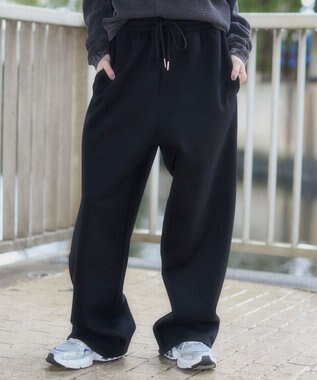 WEGO 【ユニセックス着用ITEM/MLサイズ展開/ウエストゴム】ボンディングスウェットパンツ ブラック