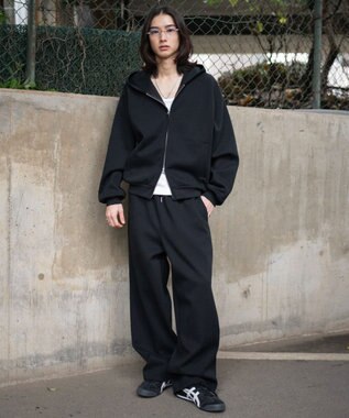 WEGO 【ユニセックス着用ITEM/MLサイズ展開/ウエストゴム】ボンディングスウェットパンツ ブラック