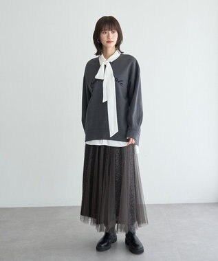 YECCA VECCA スパンコール×チュールスカート Charcoal Gray