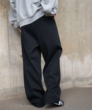 WEGO 【ユニセックス着用ITEM/MLサイズ展開/ウエストゴム】ボンディングスウェットパンツ ブラック