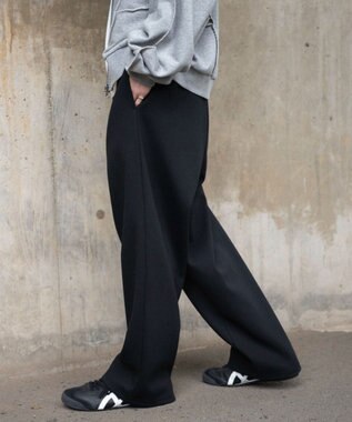 WEGO 【ユニセックス着用ITEM/MLサイズ展開/ウエストゴム】ボンディングスウェットパンツ ブラック