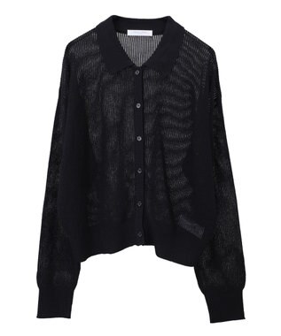 Green Parks 衿つきメッシュニットプルオーバー Dark Navy