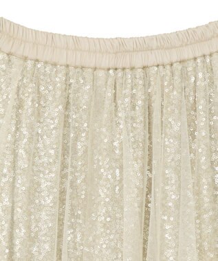 YECCA VECCA スパンコール×チュールスカート Ivory