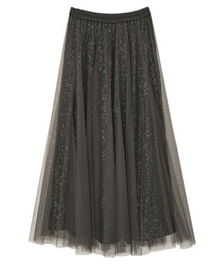 YECCA VECCA スパンコール×チュールスカート Charcoal Gray
