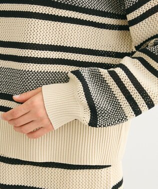 Green Parks ランダムボーダーニットプルオーバー Ivory