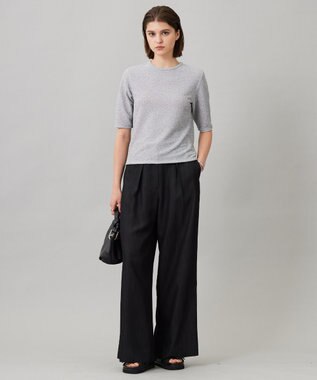 ICB L 【洗える】シャイニーラメジャガード カットソー シルバー系