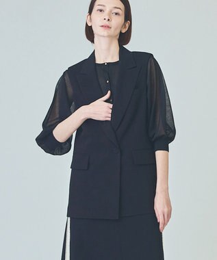 GRACE CONTINENTAL トリアセテーラードジレ ブラック