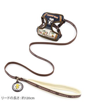 PET PARADISE スヌーピー ハーネス＆リード 《ワッペン柄》 Ｌ 大型犬 ネイビー