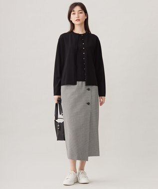 自由区 L 【アンサンブル対応・洗える】アセテートコットン カーディガン ブラック