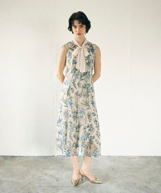 GRACE CONTINENTAL フラワーマーメイドドレス ベージュ