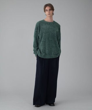 WEGO 【ユニセックス着用ITEM/MLサイズ展開】ベロアモールプルオーバー グリーン