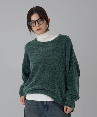 WEGO 【ユニセックス着用ITEM/MLサイズ展開】ベロアモールプルオーバー グリーン