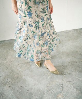 GRACE CONTINENTAL フラワーマーメイドドレス ベージュ