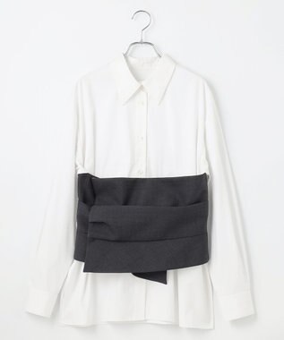 #Newans ビスチェレイヤーシャツ ホワイト×チャコール