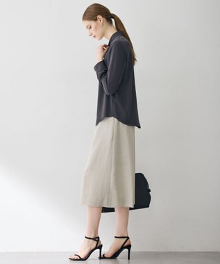ICB L 【6/12-6/28期間限定・受注生産】BackSatinAmunzen ボウタイブラウス チャコール×ブラック