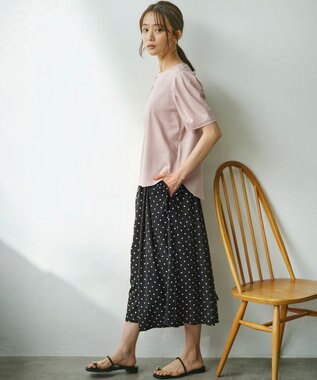 組曲 L 【WEB限定】ドットプリントデシン フリルパンツ ブラック×オフ系5