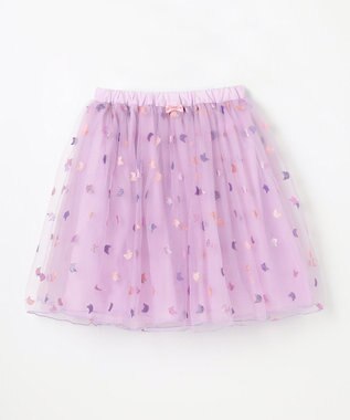 ANY KIDS ラメチュールフレアスカート ラベンダー×ネコ