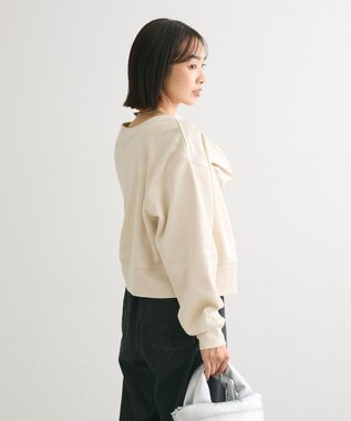 Green Parks サテンボンディングＺｉｐカーディガン Ecru