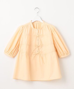 Feroux リボンギャザー ブラウス ライトイエロー系