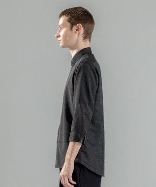 JOSEPH HOMME 新型・新素材【軽量/通気性/清涼感/洗える/ストレッチ】レノクロスストレッチ　7分袖レギュラーカラーシャツ ブラック系