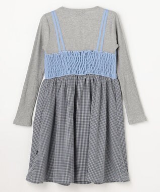 組曲 KIDS 【150-170㎝】チェックドッキング ワンピース サックスブルー