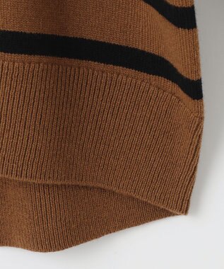 J.PRESS LADIES S 【洗える】MERINO CASHMERE オフタートル ボーダー ニット キャメル系1