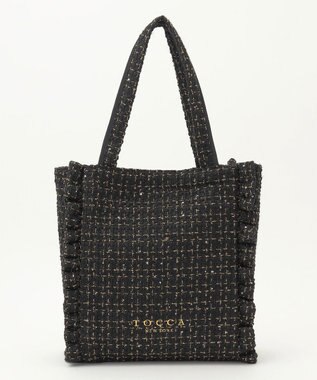 TOCCA 【ヨンア×大人百花×TOCCAコラボカラー有り】PRECIOUS WAVES BAG WITH POUCH ポーチ付きトートバッグ ブラックツイード