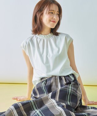 ANY L 【洗濯機可能/ウエストゴム】ビックチェックマーメイドスカート ネイビーベースチェック