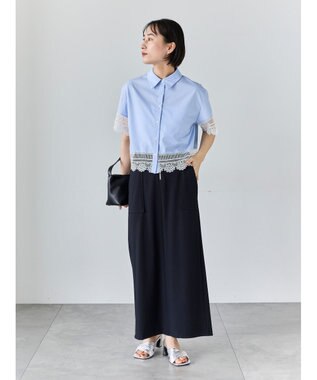 Te chichi レースヘムクロップトシャツ サックスブルー