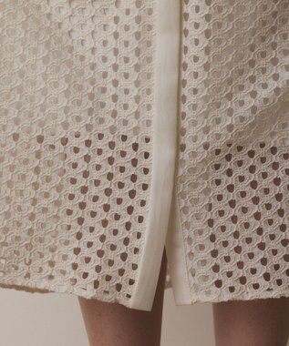 GRACE CONTINENTAL メッシュレースカフタンワンピース ホワイト