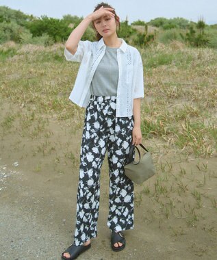 ANY L 【洗濯機可/接触冷感/UVカット】汗ジミ防止テレコノースリーブプルオーバー トップグレー