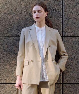 J.PRESS LADIES L セルロースリネンストレッチ ダブル ジャケット