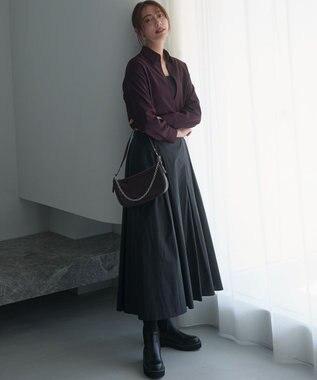 23区 【見上愛さん着用/生活防水】リブニット ブーツ ブラック系